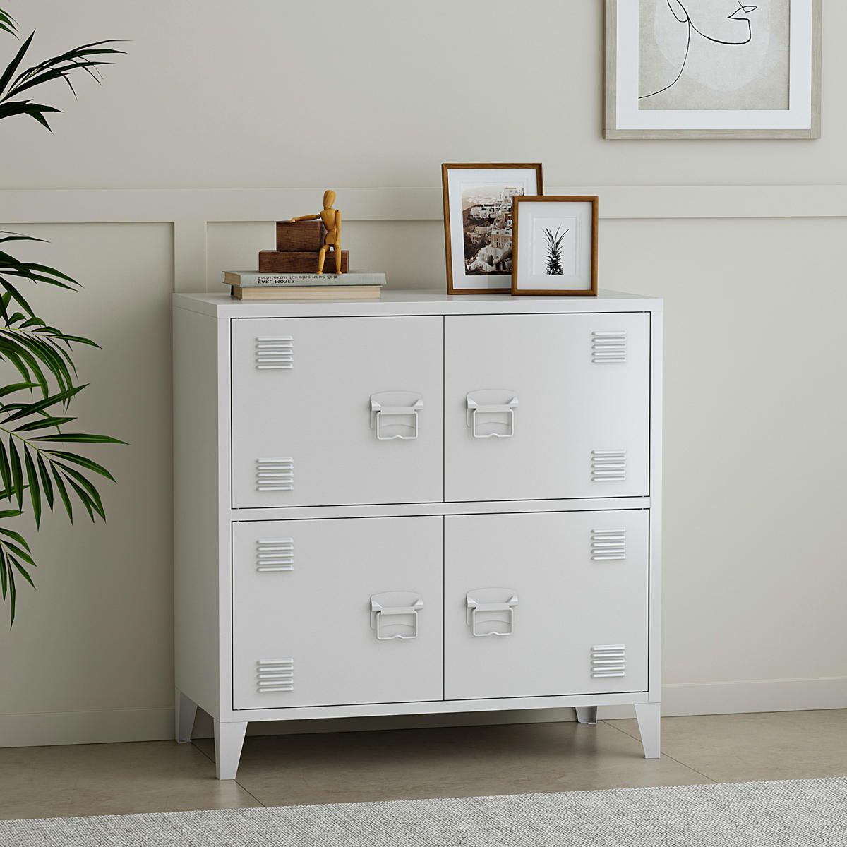 BÜROSCHRANK Hamina - Weiß, Metall (80/82/40cm) - [en.casa]