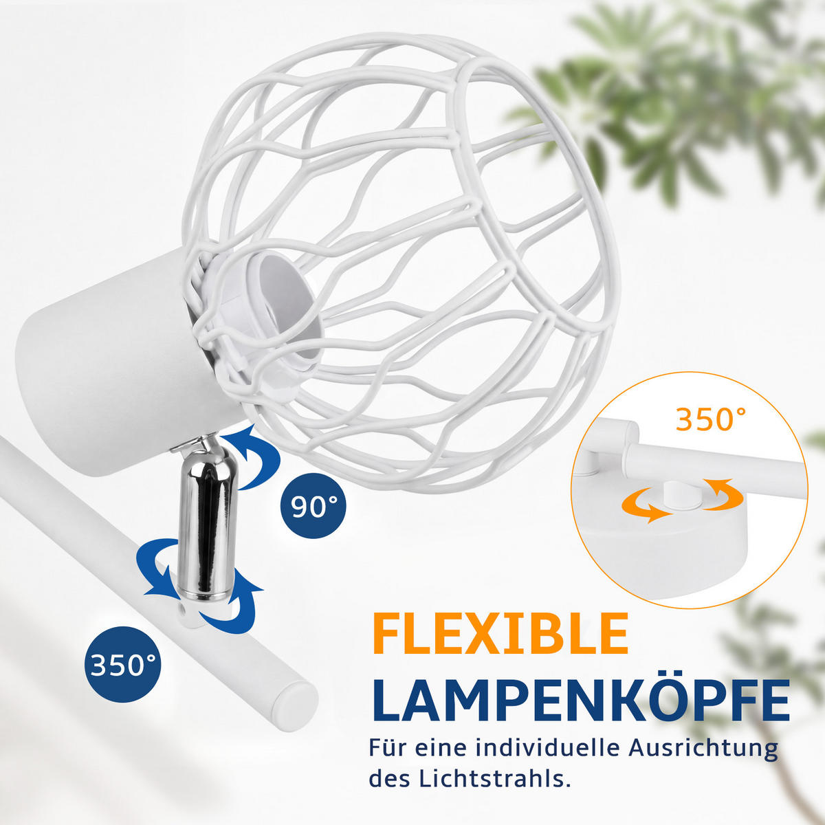 DECKENSTRAHLER Nyveth 70/10/18 cm - Weiß, Metall (70/10/18cm) - ZMH