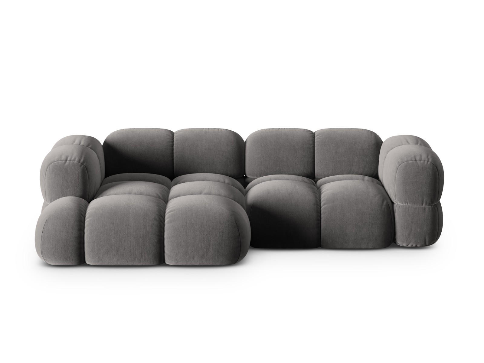 ECKSOFA links Loretto aus Samt grau 3 Sitzplätze - Grau, Textil (147/250cm) - Cosmopolitan Design