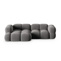 ECKSOFA links Loretto aus Samt grau 3 Sitzplätze - Grau, Textil (147/250cm) - Cosmopolitan Design