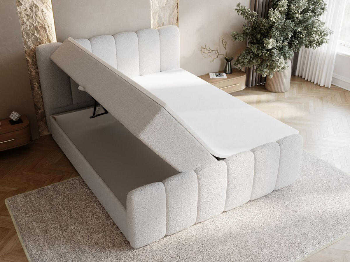 BOXBETT Cloud 140x200 Bouclé-Stoff Grau - Grau, Holz/Textil (140/200cm) - Graingold