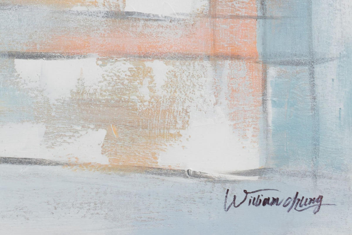 RUČNE MAĽOVANÝ AKRYLOVÝ OBRAZ 60/90 cm, sivý, abstraktný geometrický motív - sivá, drevo/textil (60/90cm) - KUNSTLOFT