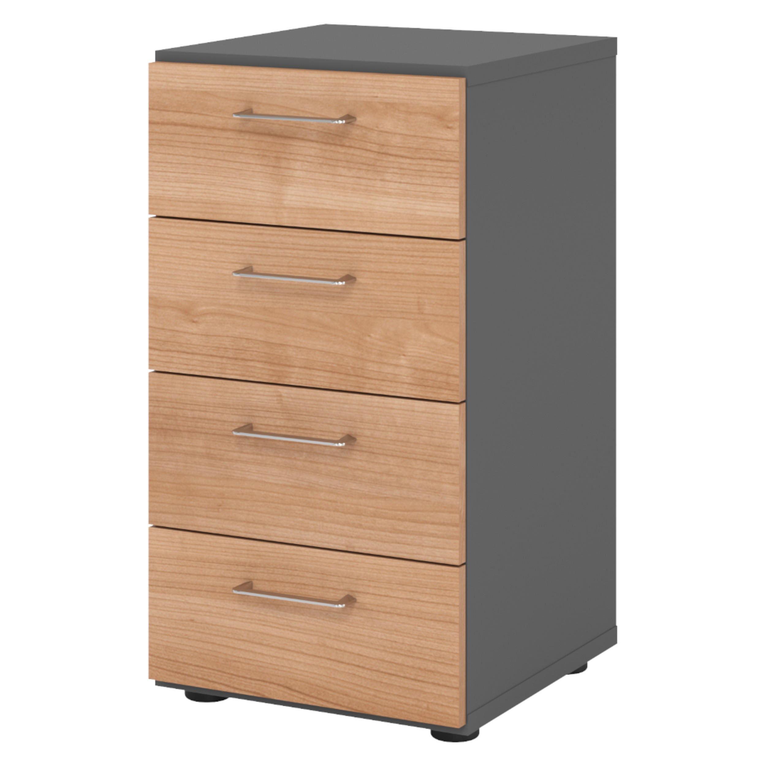 SCHUBLADENSCHRANK - 4 Schübe 42/40/74,8 cm in Graphitfarben/Nussbaumfarben - Nussbaumfarben/Graphitfarben, Holzwerkstoff (40/74.8/42cm) - bümö