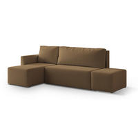 ECKSOFA VELOTTI L-S Orange Boucle-Stoff mit Schlaffunktion - Orange, Holz (261/143cm) - MASSENO