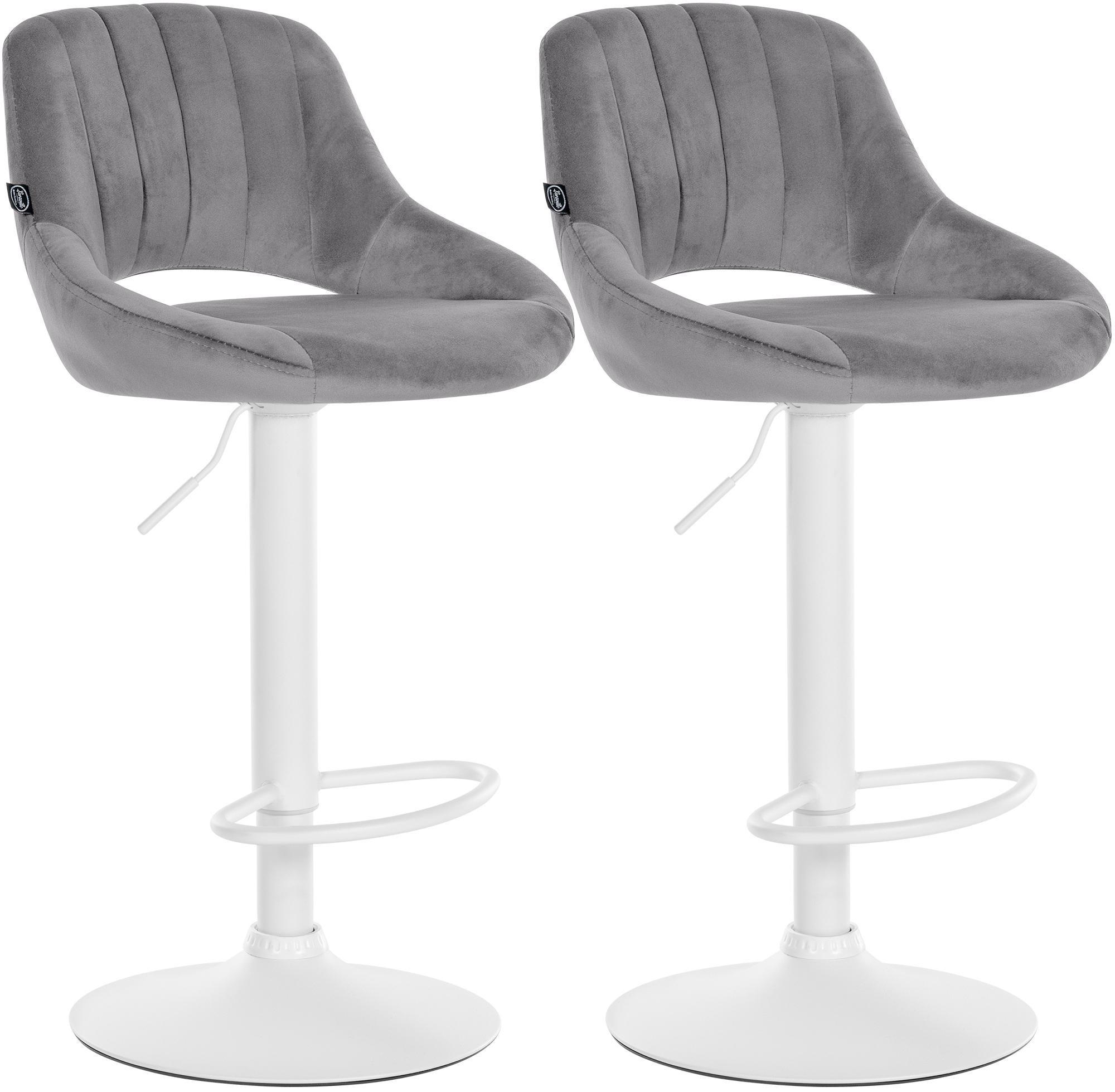 BARHOCKER 2er Set Samt dunkelgrau - Dunkelgrau/Weiß, Textil (47/85/48cm) - CLP