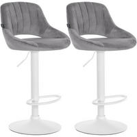 BARHOCKER 2 Samt Dunkelgrau - Dunkelgrau/Weiß, Textil (47/85/48cm) - CLP