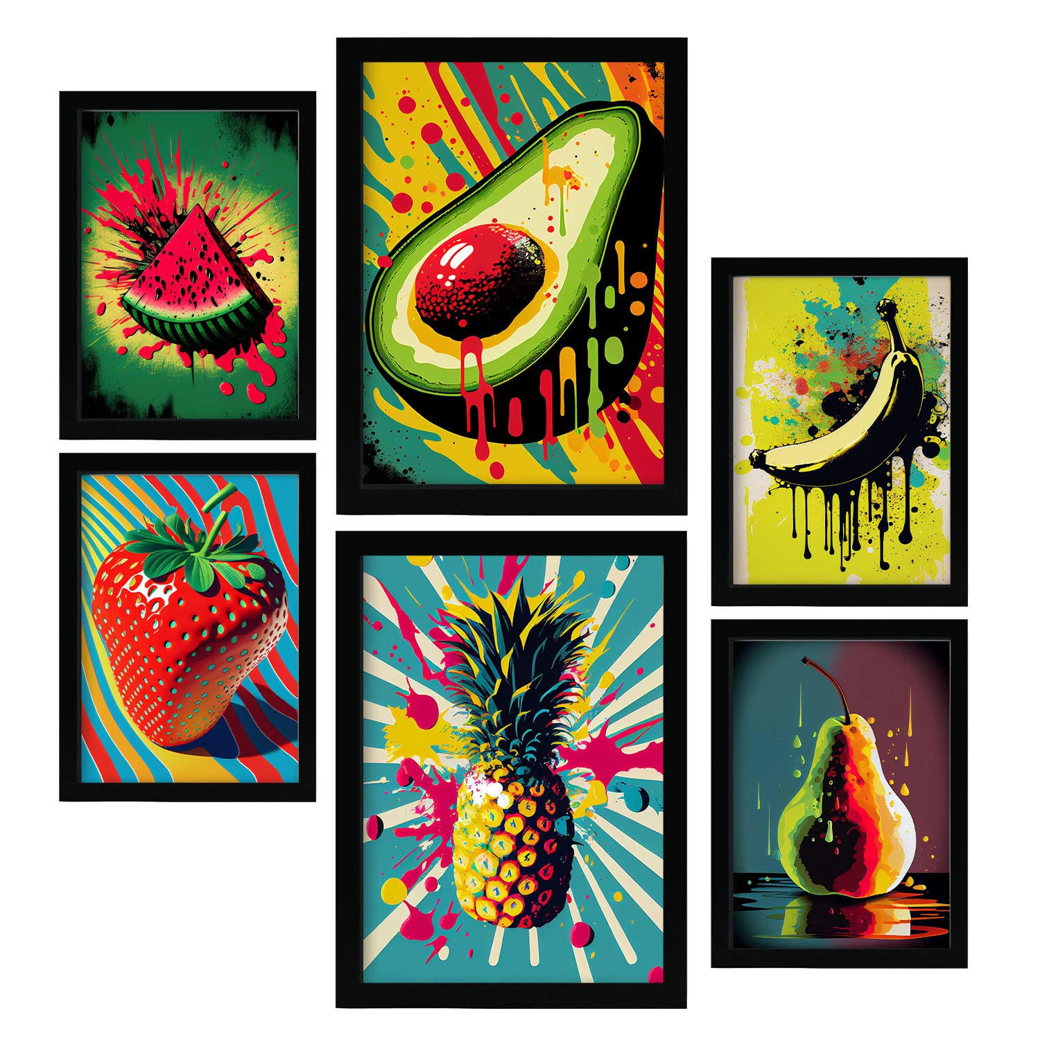 POSTER Set Mit 6 Tropische Früchte Vollfarbige Plakate Von Obst, Gemüse A3 & A4 Rahmenlos - Klar, Papier (29/3cm) - Nacnic