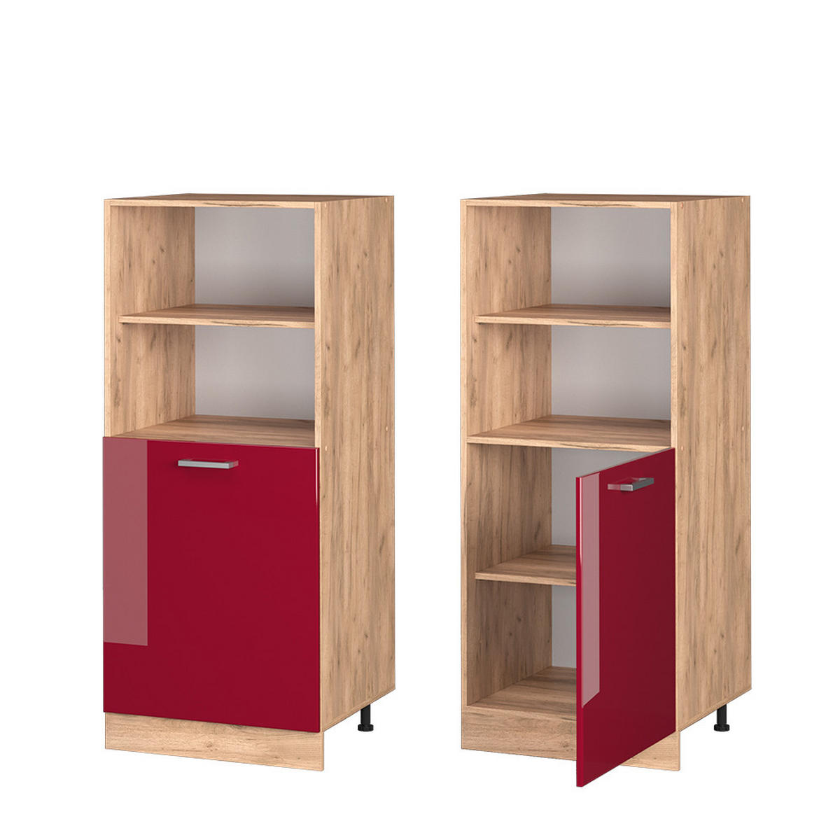 HERDUMBAUSCHRANK R-Line Rot Hochglanz 60 cm - Honigeiche/Bordeaux, Holzwerkstoff (60/143/57cm) - Vicco