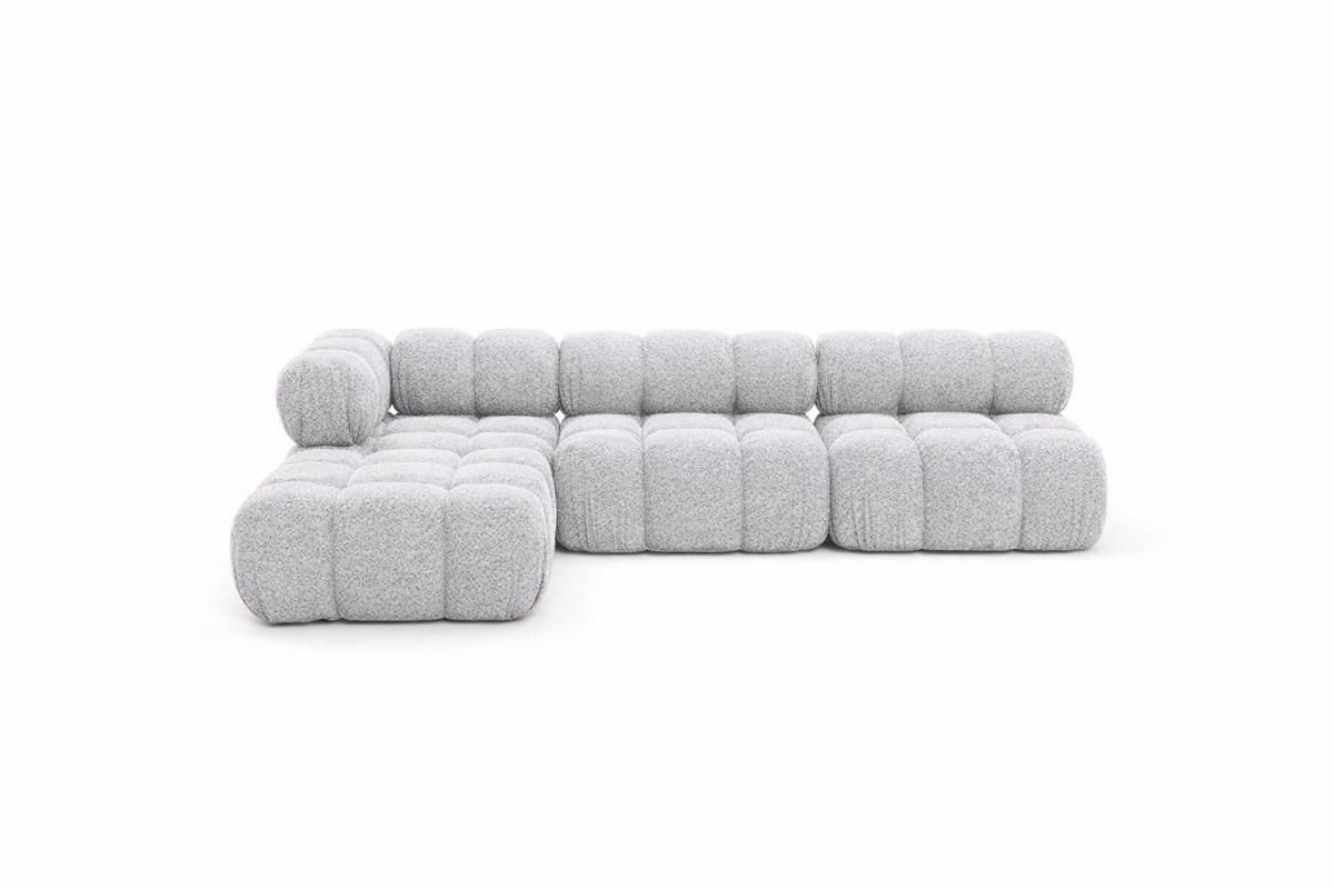 ECKSOFA L-Form Modulare, Bouclé-Stoff Abriamo, Hellgrau, Links, Selia - Hellgrau, Holz (285/160cm) - Kaiser Möbel