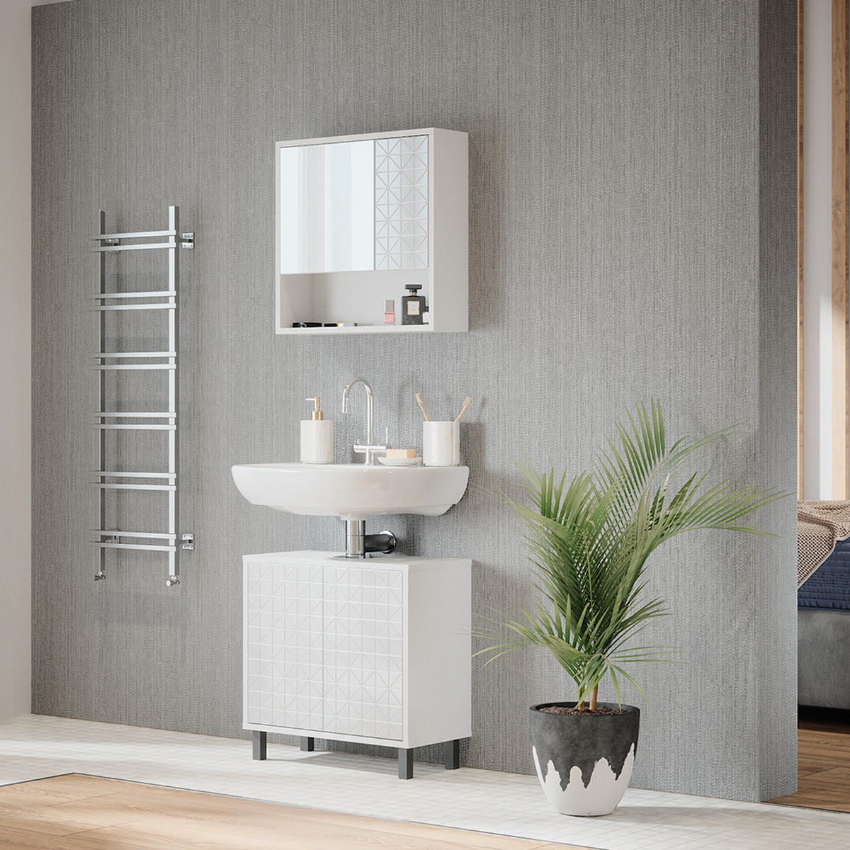 KOUPELNOVÁ ZRCADLOVÁ SKŘÍŇKA Agasta Bílá - bílá, kompozitní dřevo (54/53/16cm) - Vicco