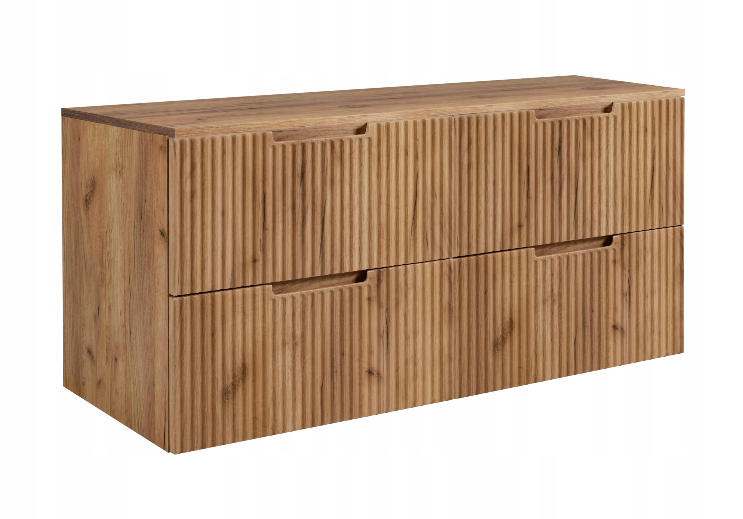 WASCHBECKUNTERSCHRANK VENA 120 cm mit Arbeitsplatte Farbe: Eiche Craft gerillte Vorderseite Eiche Craft - Eichefarben, Holzwerkstoff (120/58/46cm) - Rodan