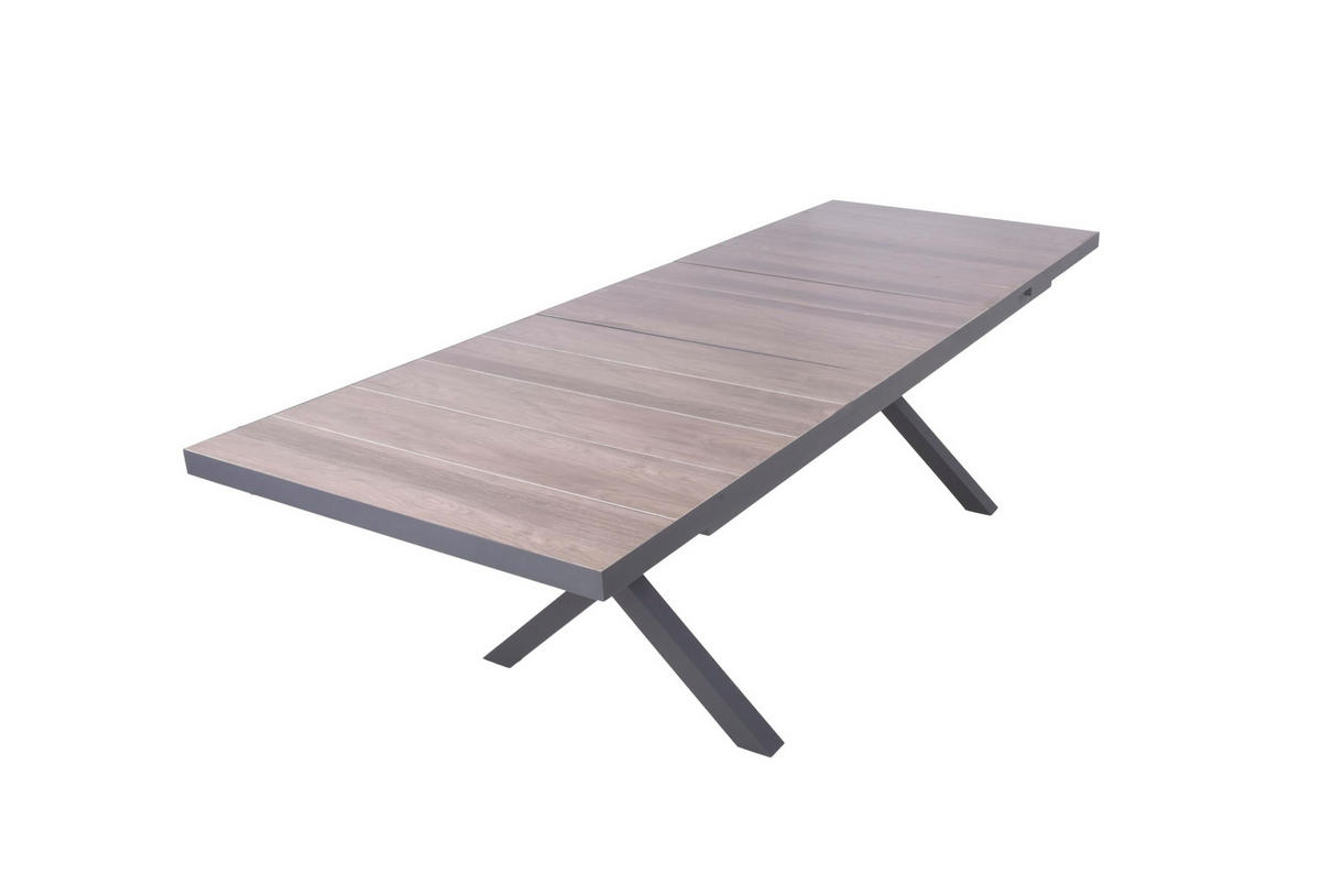 GARTENTISCH Luka Ausziehtisch - Dunkelgrau, Metall (200/100/77cm) - DELUKE