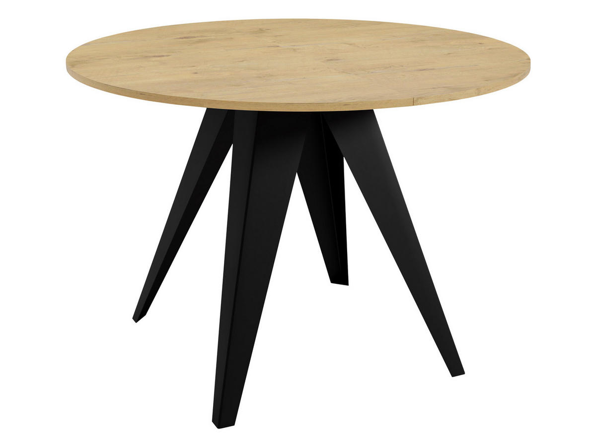 TISCH Gerda 90 - Schwarz/Naturfarben, Holzwerkstoff/Metall (90/90/76cm) - MIRJAN24