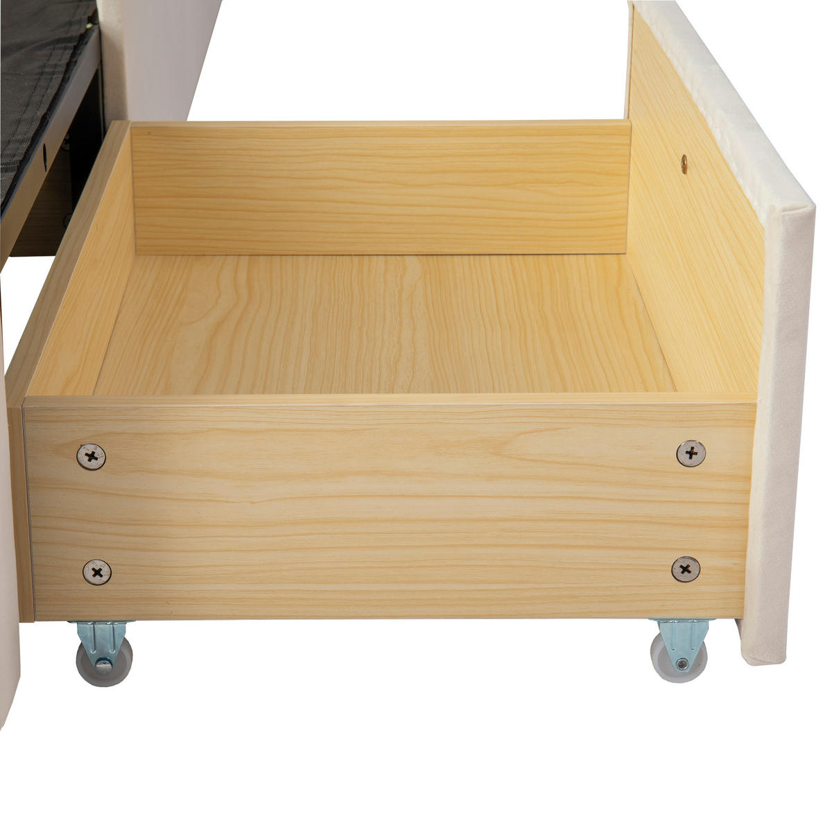 STAURAUMBETT 90/200 cm DE-32718 mit mit hydraulischem Stauraum und LED Beige - Beige, Holzwerkstoff (90/200cm) - ComfortXL
