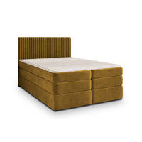 BOXSPRINGBETT FELBIO 160x200 cm mit Matratze und Topper - Gelb - Gelb, Holz (160/200cm) - MASSENO