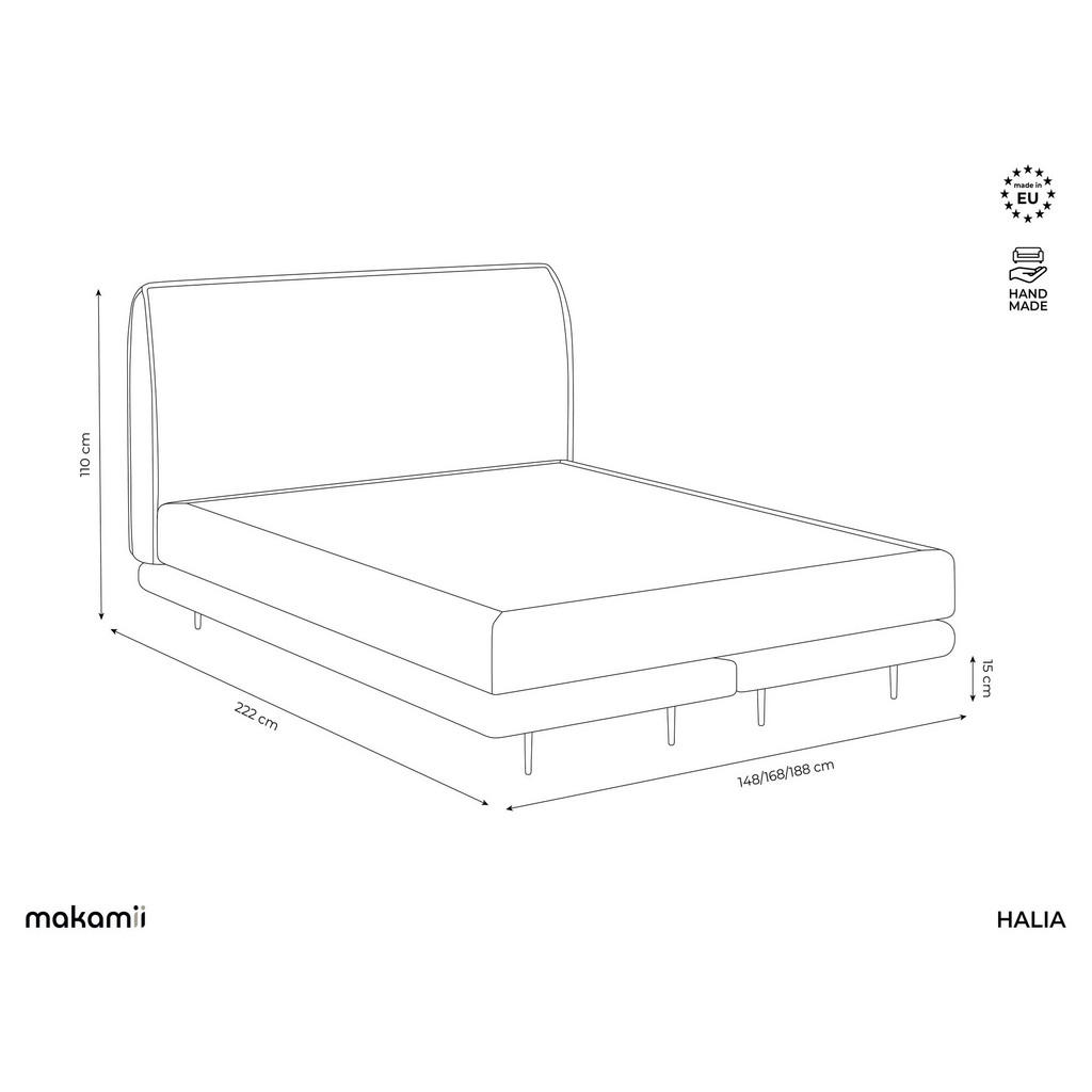 Thumbnail - Makamii Polsterbett, Dunkelgrün, Textil, 140x200 cm, Made in EU, Schlafzimmer, Betten, Boxspringbetten