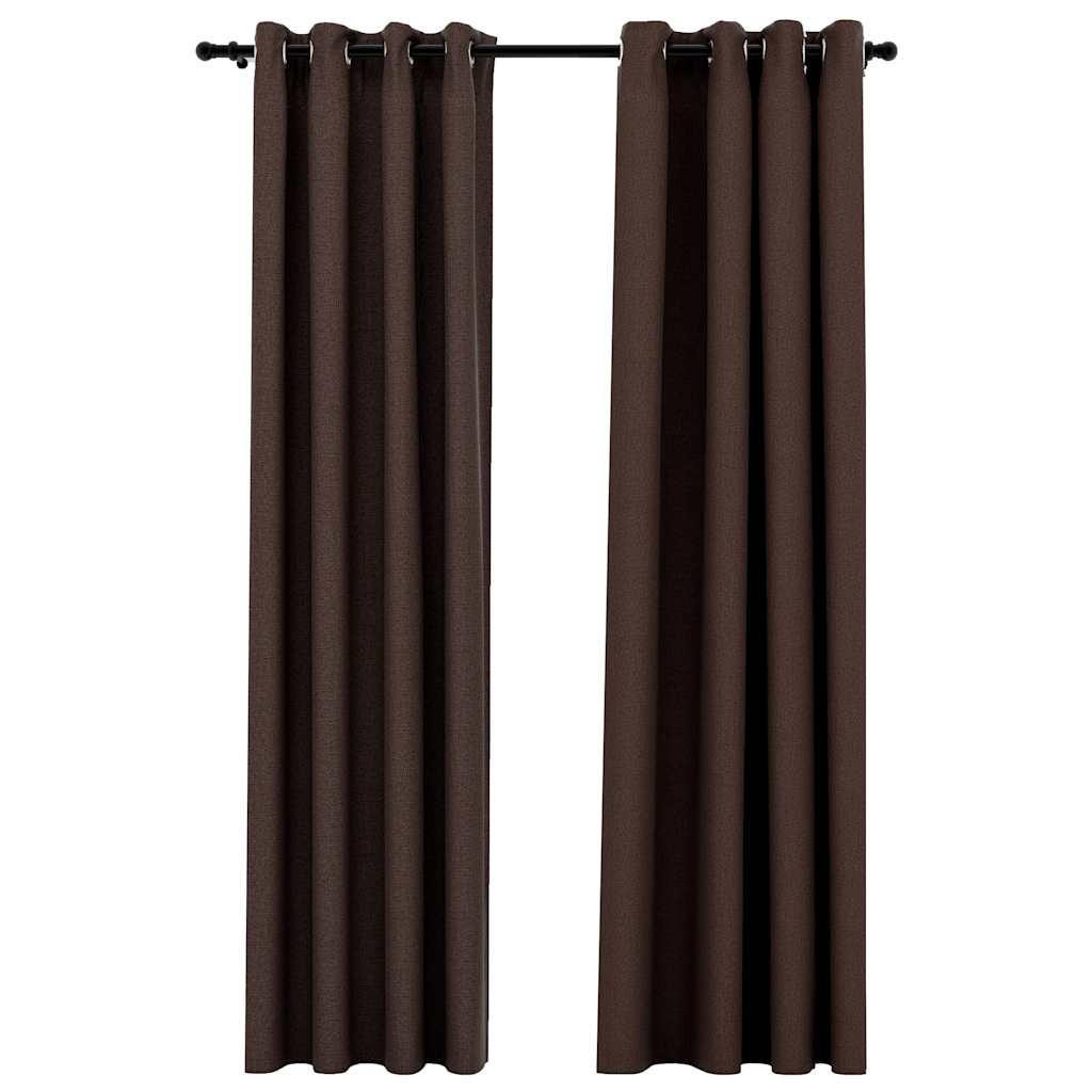 VERDUNKELUNGSVORHÄNGE Ösen Leinenoptik 2er set Taupe 140/225 Cm - Taupe, Textil (140/225/1cm) - vidaXL