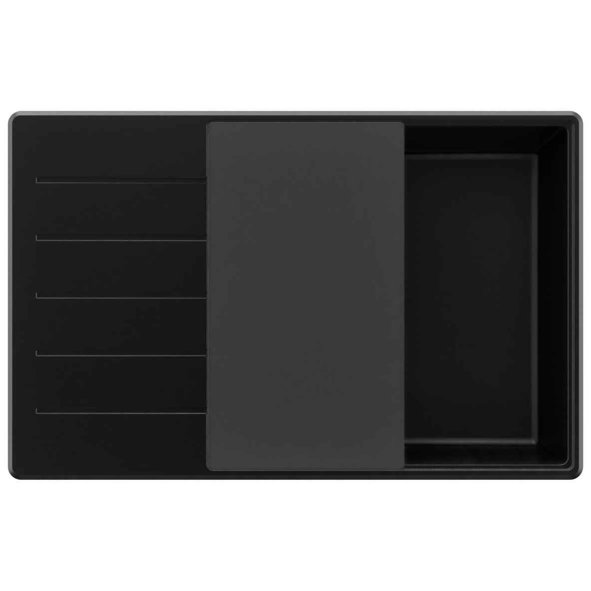 SPÜLBECKEN Kopenhagen, 2-er set Alles Schwarz 78/50 cm 1 Becken + Ablauf-Set + Schneidebrett ab 60er Unterschrank - Schwarz, Kunststoff (78/20/50cm) - Primagran