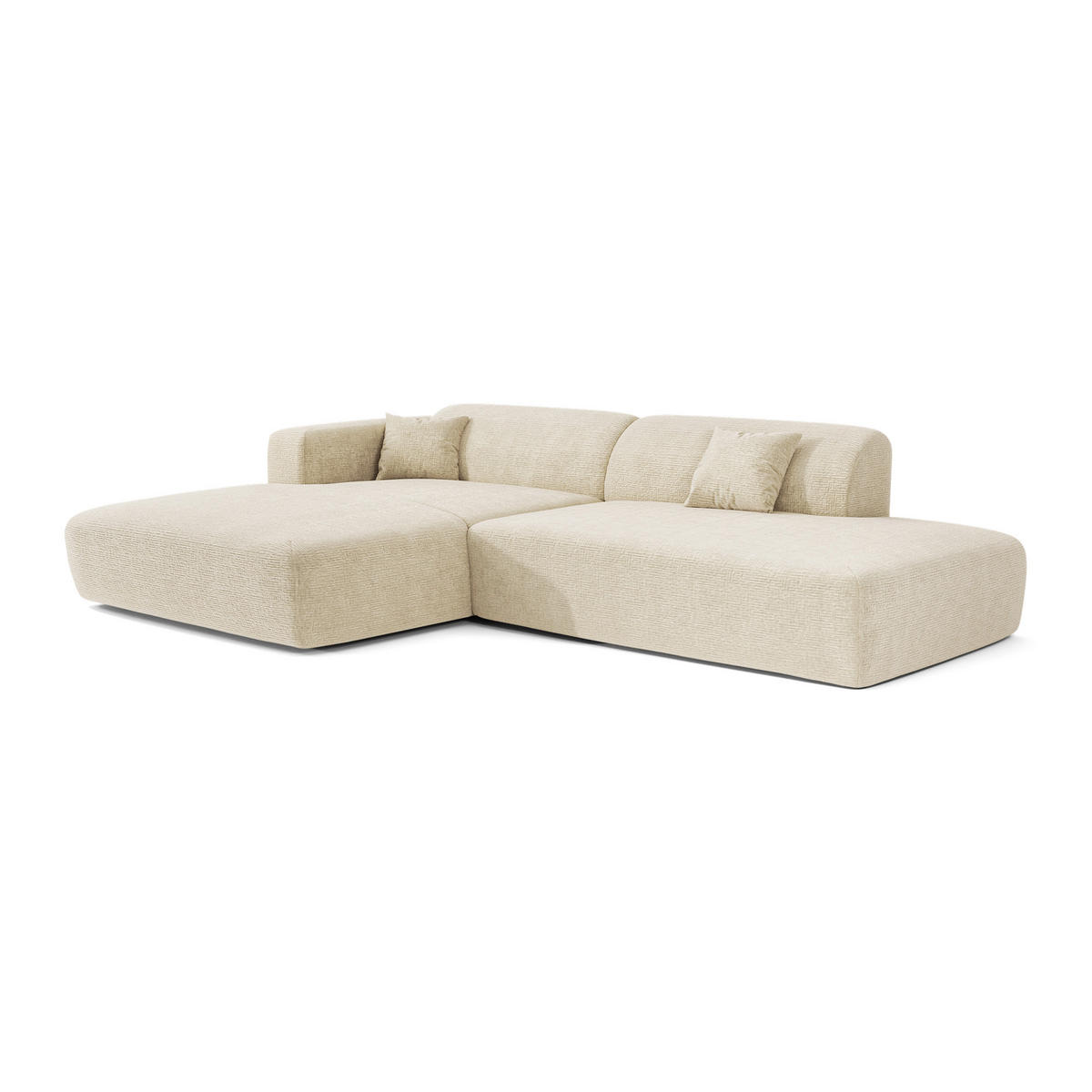 ECKSOFA LINKS Gemusterter Samt Creme 310cm - Creme, Textil (96/300cm) - Sia Home