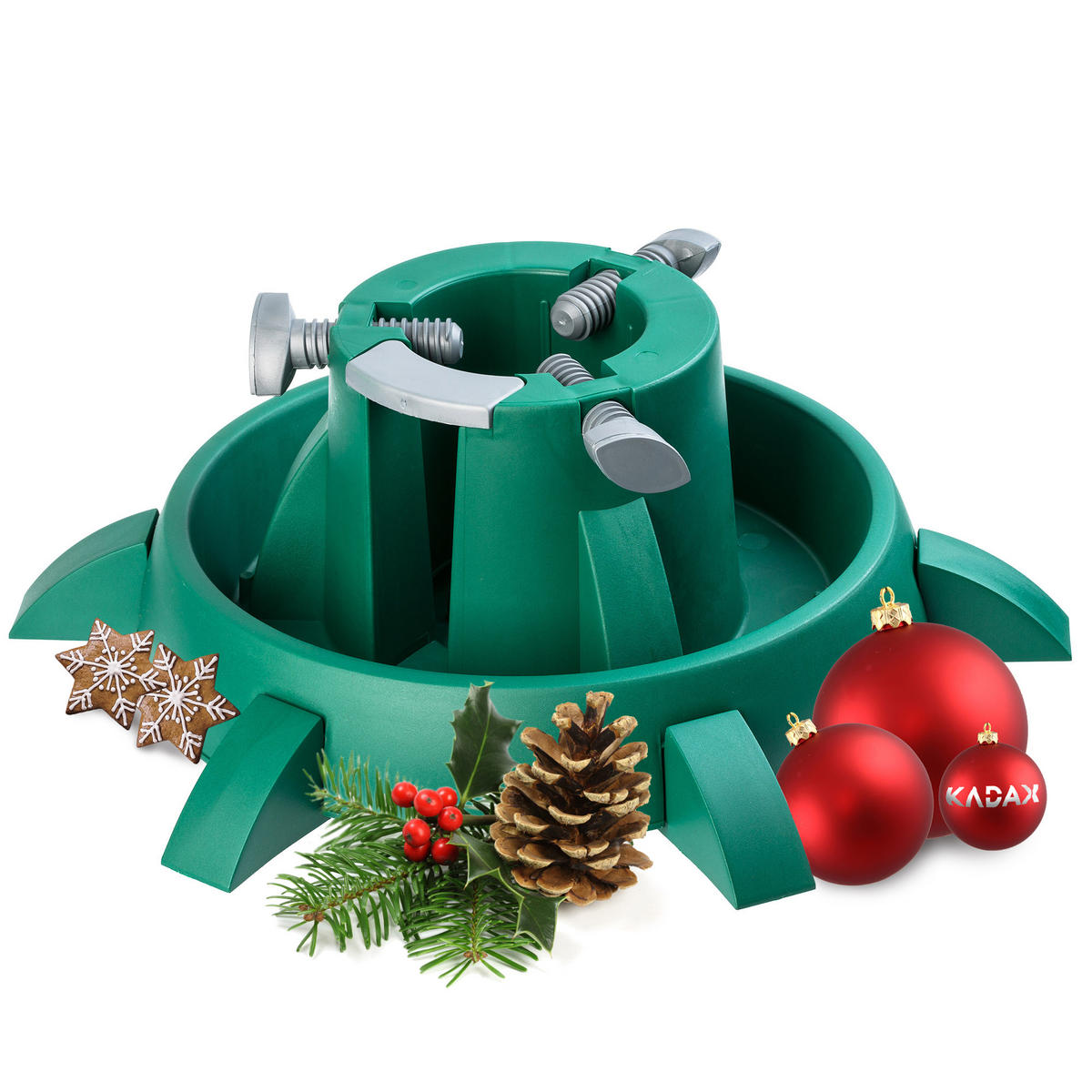 KADAX Weihnachtsbaumständer Weihnachtsbaumständer Baum bis 3 m - Silberfarben/Grau, Kunststoff (15cm) - KADAX
