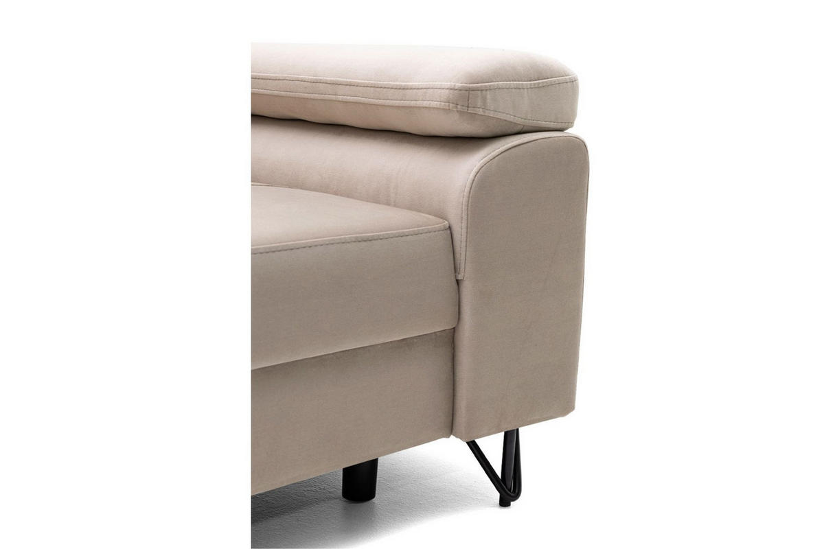 SESSEL JUNIOR mit verstellbare Kopfstütze Velours Beige - Beige/Schwarz, Holz/Textil (116/90/92cm) - Muffo