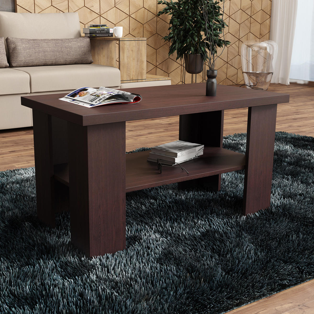 COUCHTISCH LAURA 90/50/45 cm Wengefarben - Wengefarben, Holzwerkstoff (45/90/50cm) - MASSENO