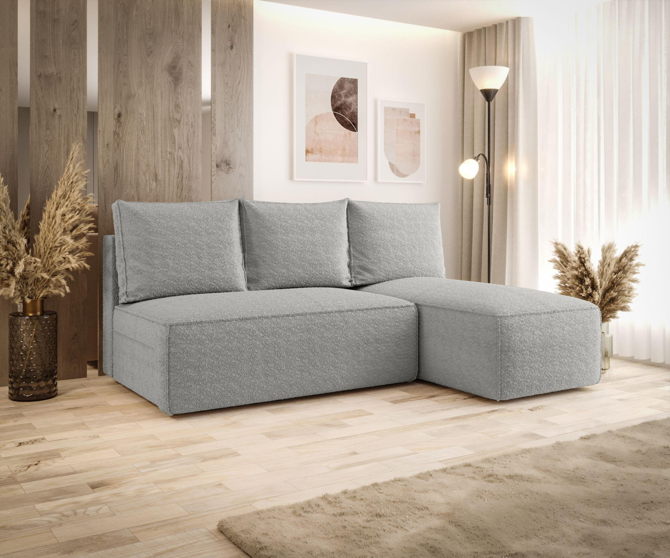 ECKSOFA mit Schlaffunktion SAVIO MINI Quelle 83 Rechts - Grau, Textil (200/140cm) - Bedante