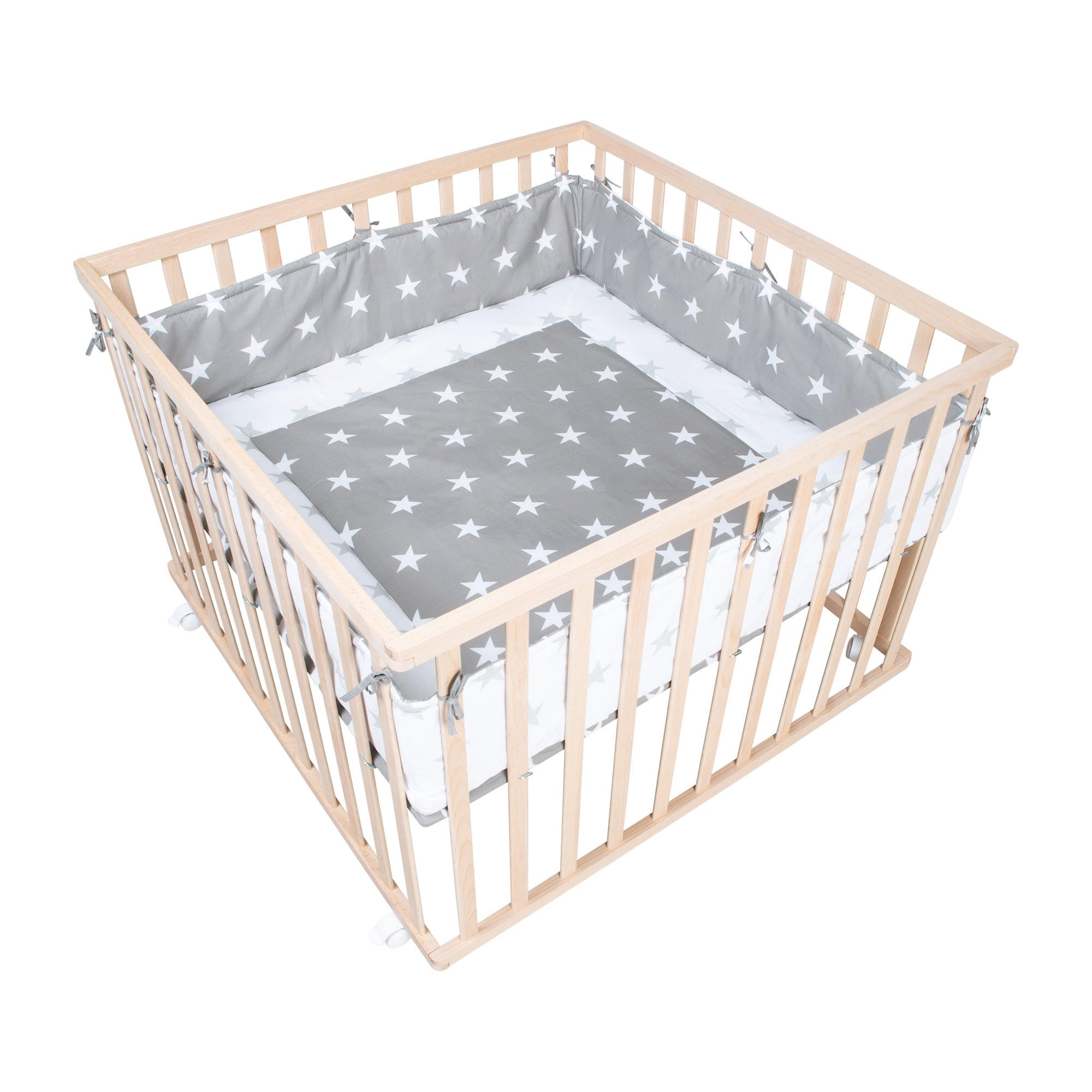 LAUFGITTER 100x100, Little Stars - Naturfarben, Holzwerkstoff (100/72.5/100cm) - Roba