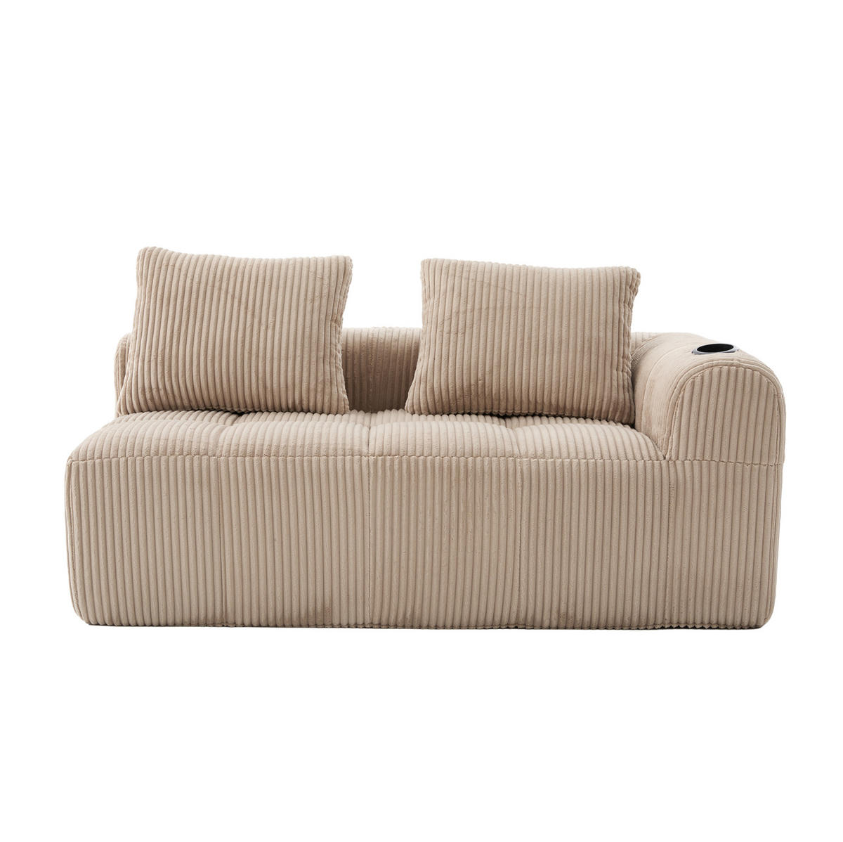 2-SITZER 158/93/61 cm Khaki aus Cordstoff mit Seitenfächern und Becherhaltern - Sandfarben, Textil (93/61/158cm) - OKMYHOME