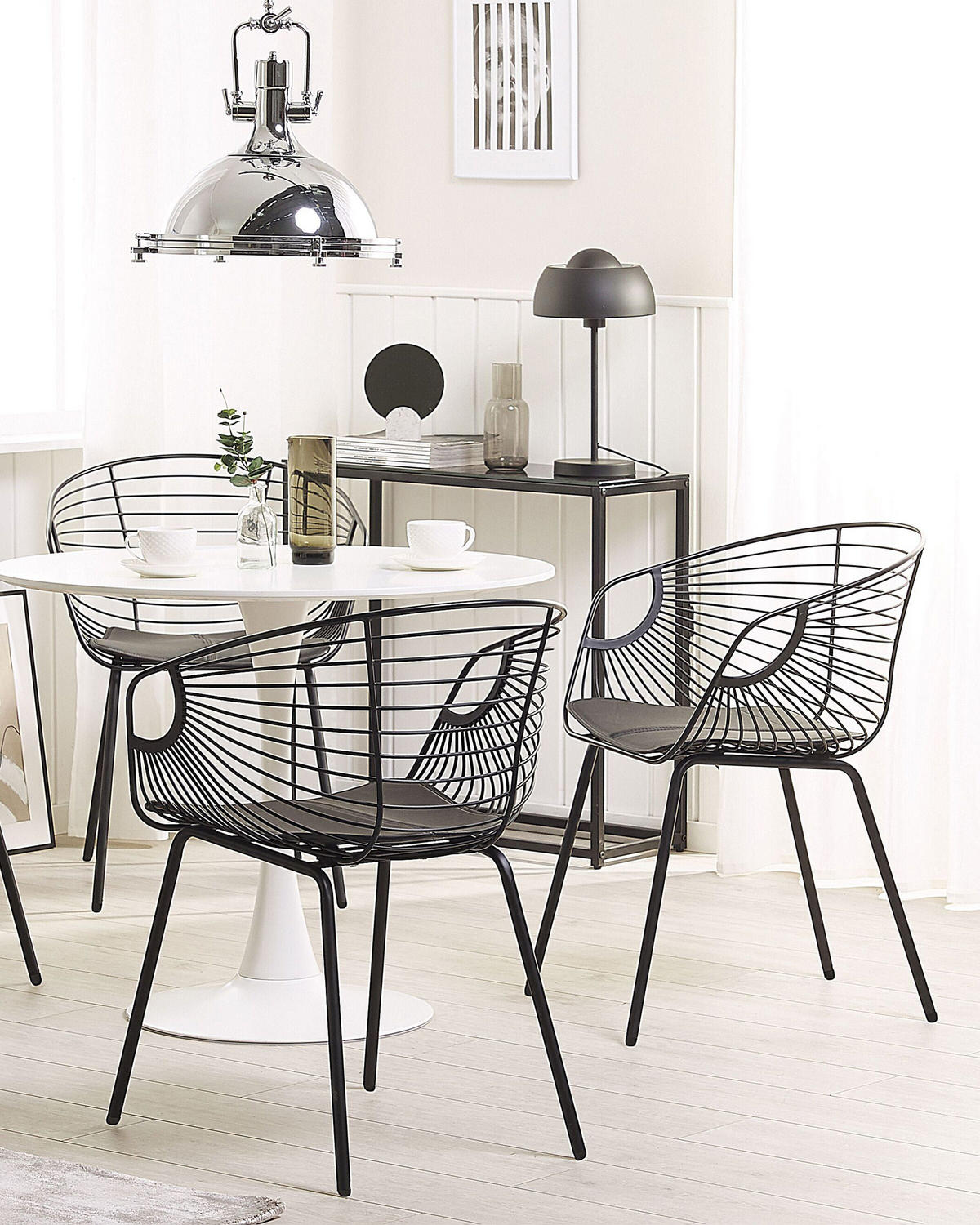 FÉMSZÉK 2 darabos Szett Fekete Hoback - fekete, textil/fém (60/79/56cm) - Beliani