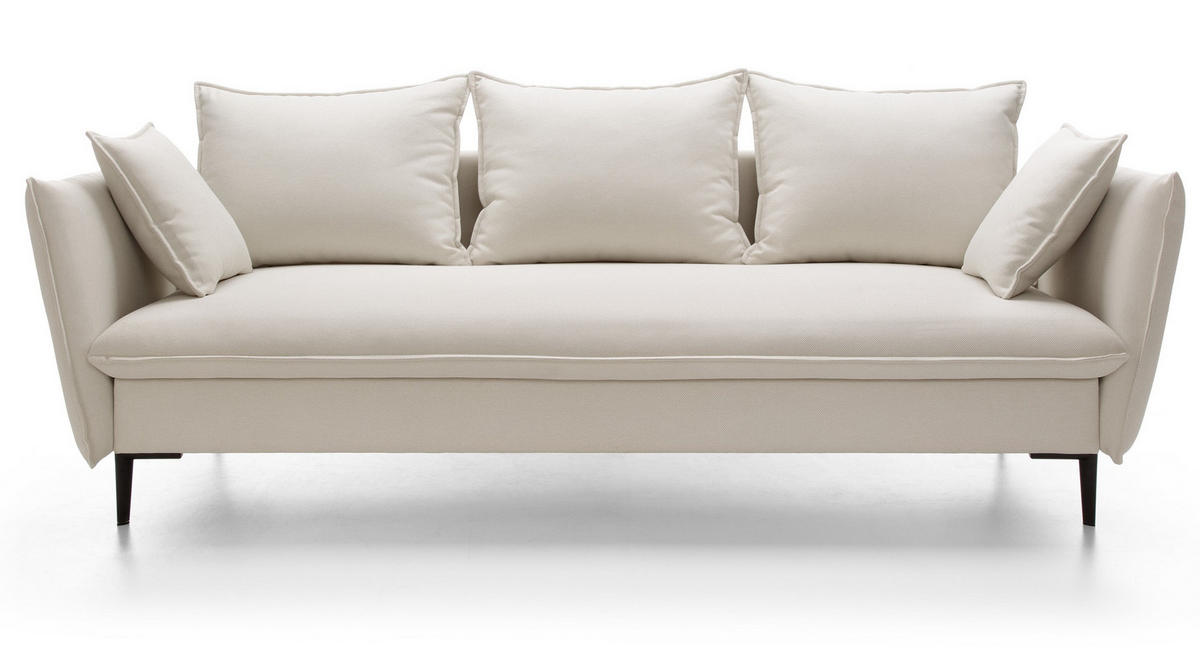 SOFA mit Bettkasten Flavio, 237 cm, Schlaffunktion, Creme - Creme, Holz (237/90/105cm) - Emporius
