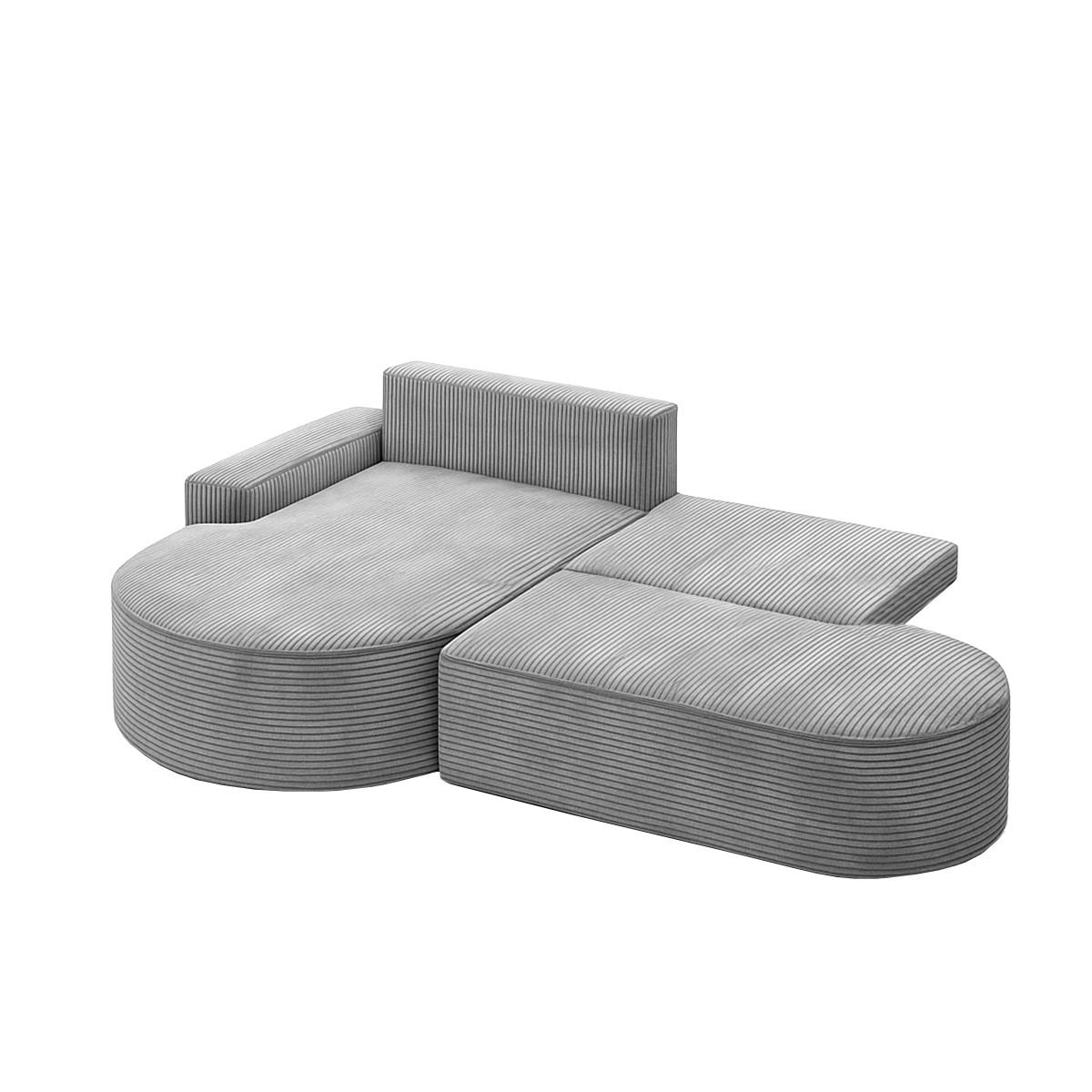 ECKSOFA Modena Pro - Komfort Und Stil Stoff Poso Silber Links - Silberfarben, Holz (179/278cm) - Kaiser Möbel