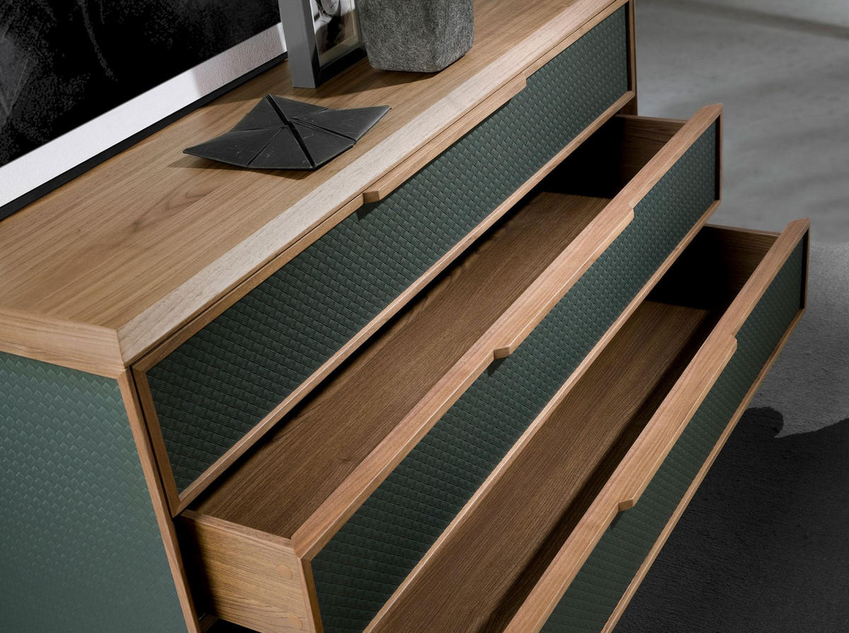 KOMMODE Kommode aus dunkelgrünem und nussbaumfarbenem PVC 119/46/75 cm - Dunkelgrün/Walnussfarben, Holz (119/75/46cm) - ANGEL CERDA