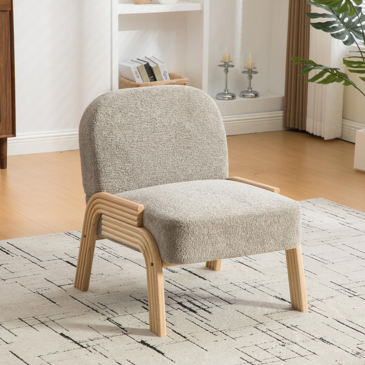 LOUNGESESSEL Chenille mit Holzgestell, DE-42395, Grau - Grau, Holzwerkstoff (61/78/72cm) - ComfortXL