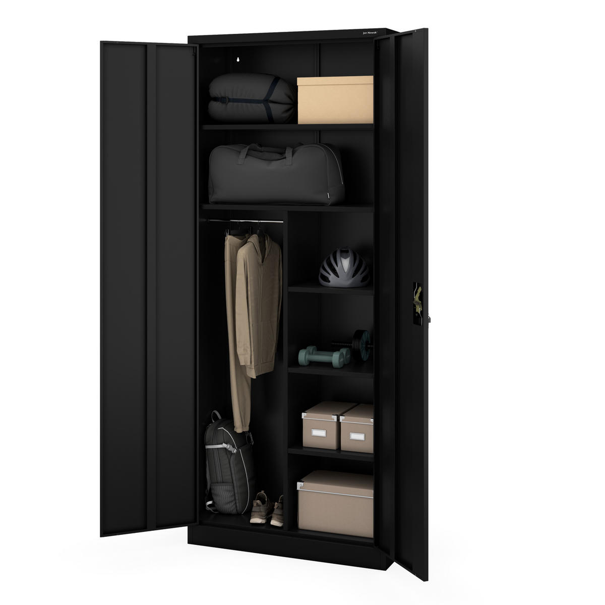 HAUSWIRTSCHAFTSSCHRANK DAWID 220 - Schwarz, Metall (90/220/45cm) - Jan Nowak