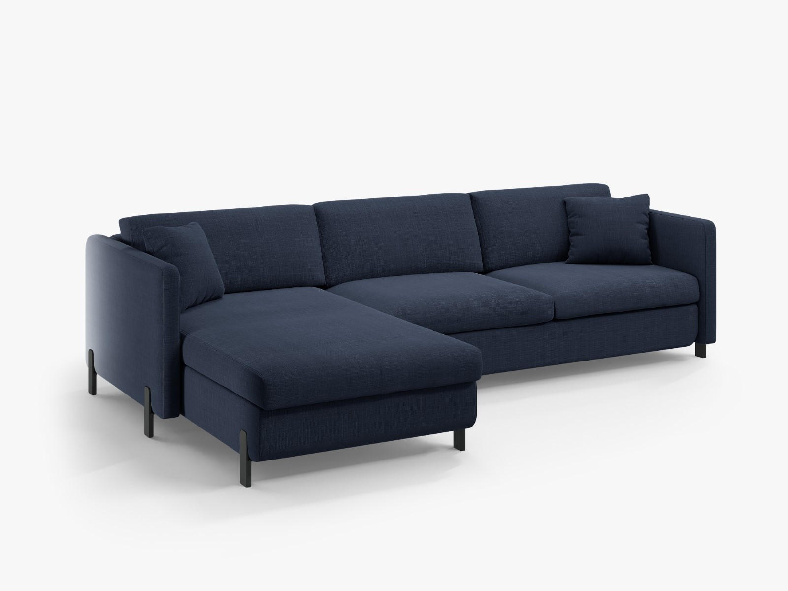 ECKSOFA ausklappbar links mit Container Gloria aus strukturiertem Stoff blau 4 Sitzplätze - Blau, Textil (260/170cm) - Micadoni