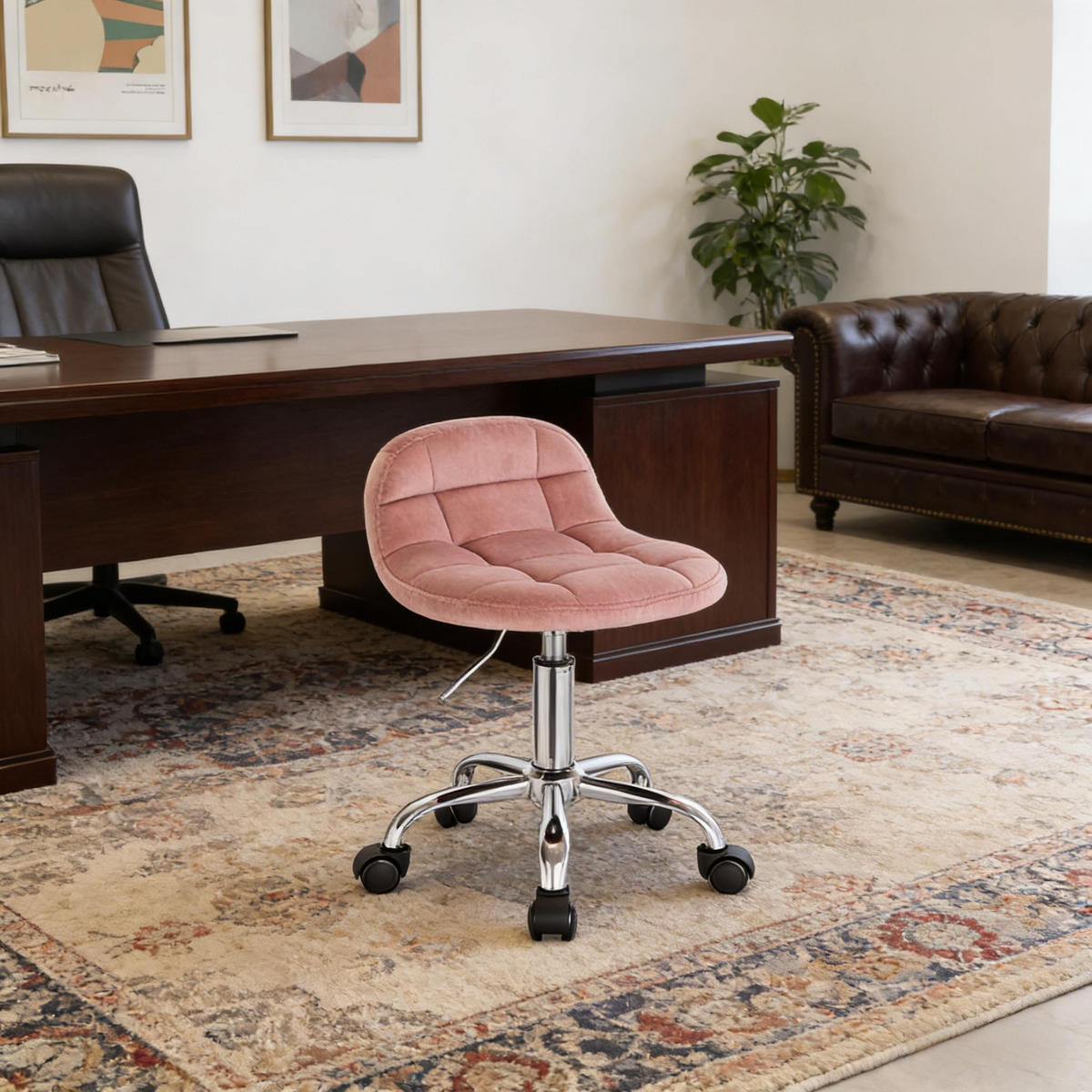 BÜROHOCKER DE-40851 mit Rollen höhenverstellbar 360° drehbar Rosa - Pink, Metall (31/68/38cm) - ComfortXL