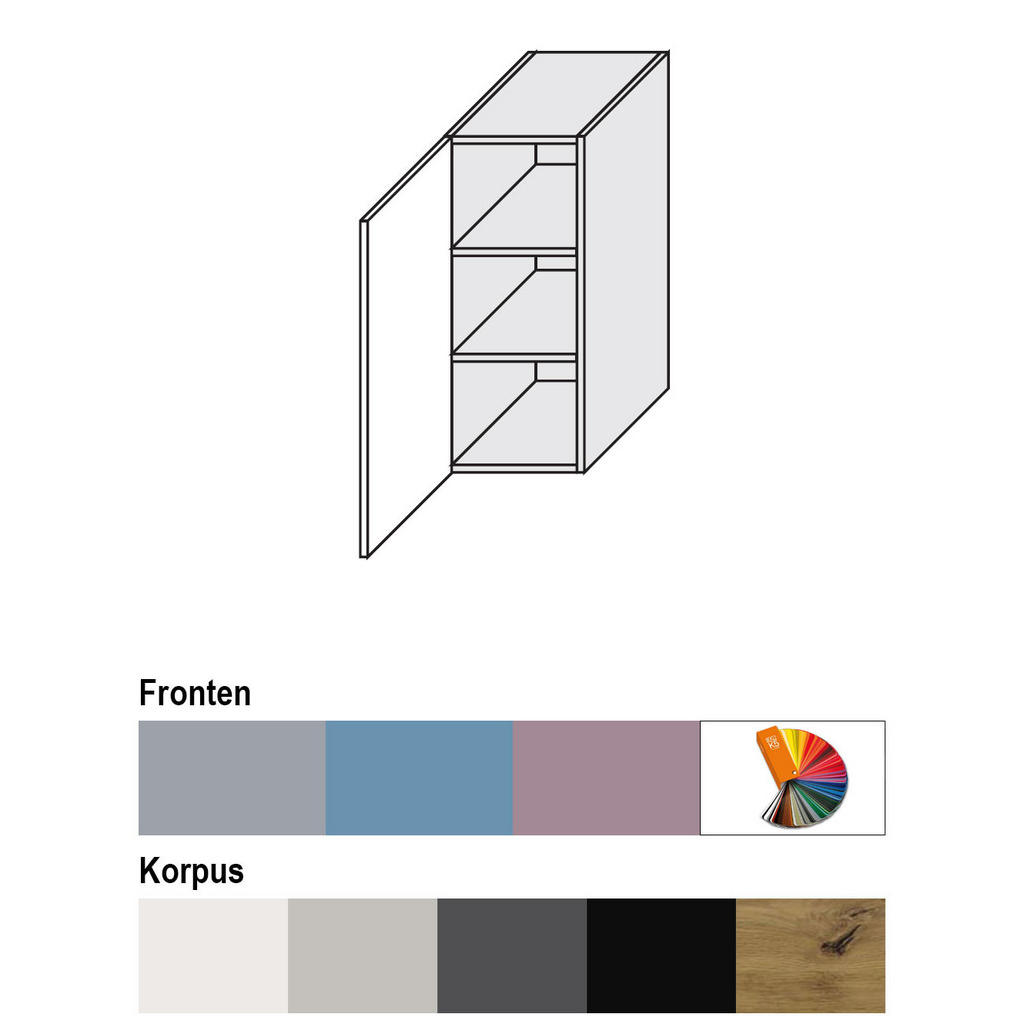 Thumbnail - Feldmann-Wohnen Hängeschrank, Grau, Eiche Artisan, Holz, 2 Fächer, 30x72x32.5 cm, Küchen, Küchenmöbel, Küchenschränke, K...