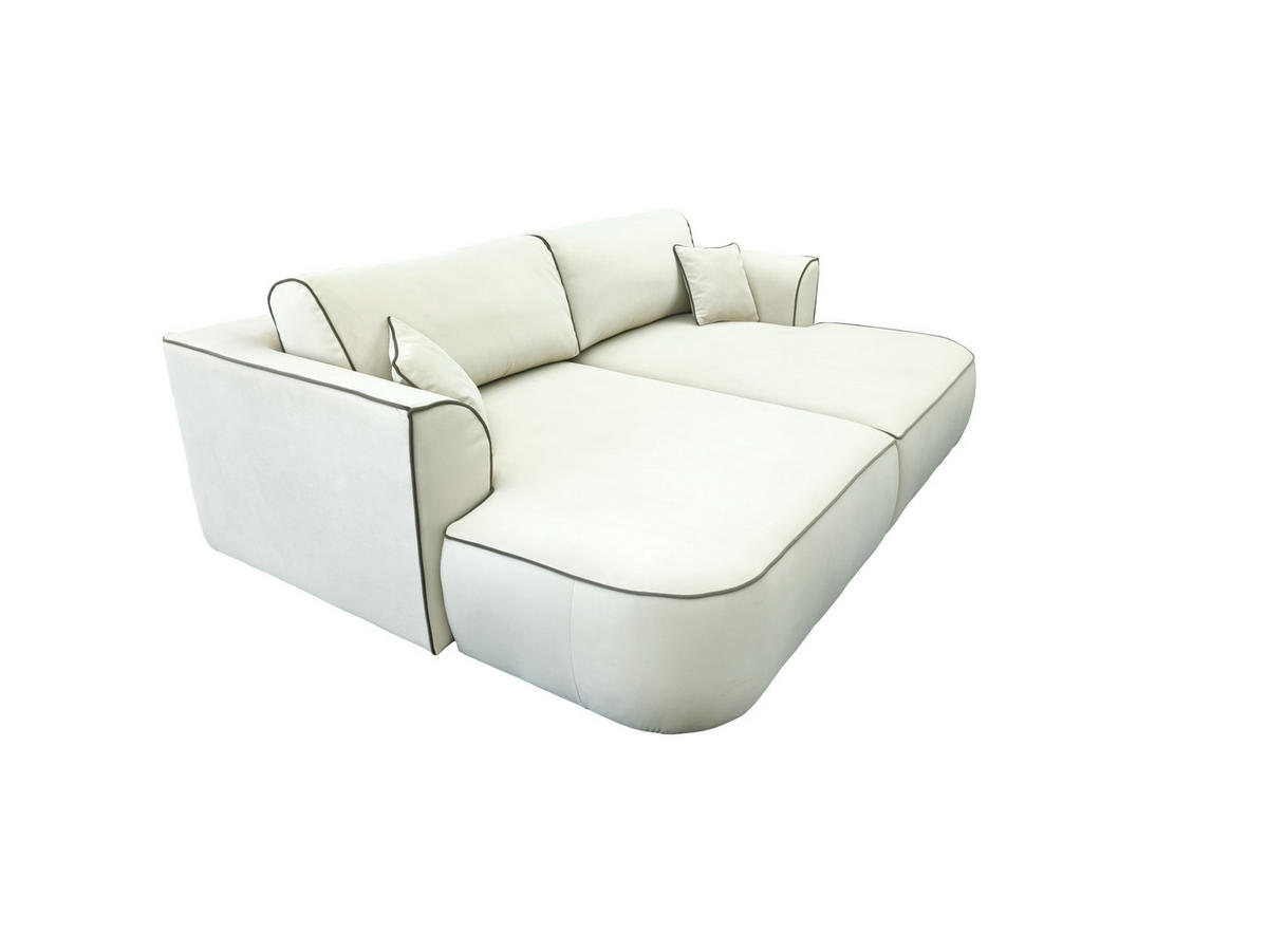 BIGSOFA COZI, Aubergine mit altrosa Keder, Matt Velvet - Aubergine, Kunststoff/Textil (240/87/180cm) - KS Home Concept