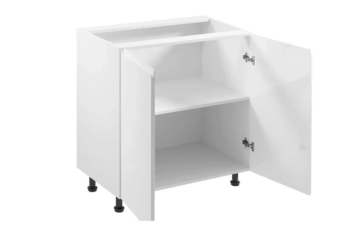 UNTERSCHRANK – 80 cm – D80 – Velmora – Weiß / Weiß Hochglanz - Weiß Hochglanz, Holzwerkstoff (80/82/47cm) - ROYAL24_MARKT