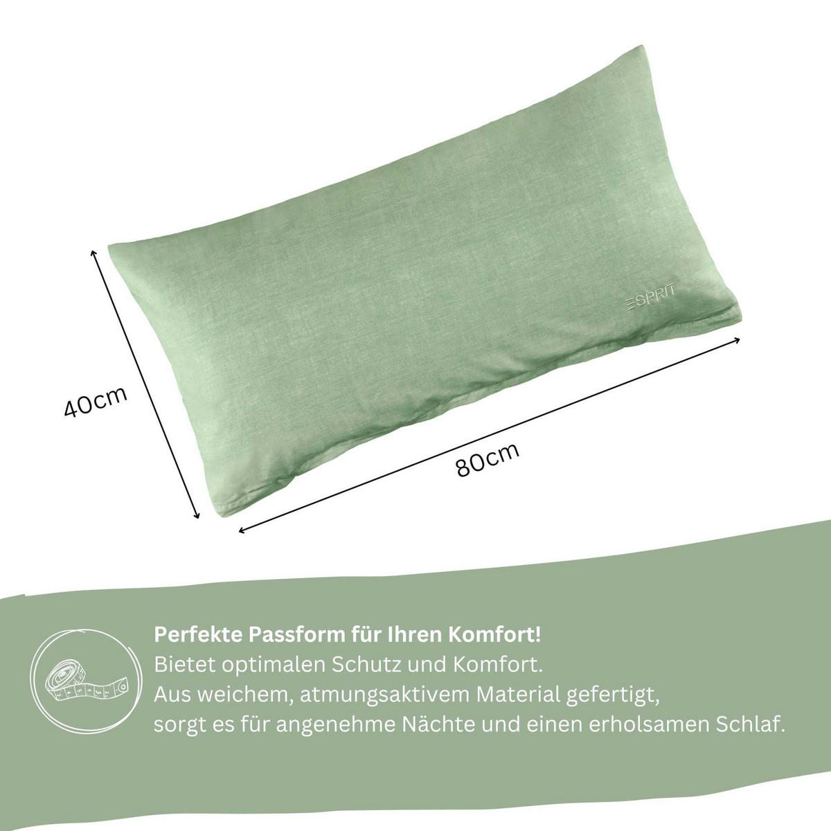 RENFORCÉ KISSENBEZÜGE HARP - Grün, Textil (40/80cm) - Esprit