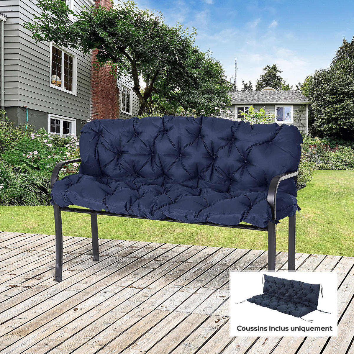 SITZKISSEN DE-16672 Blau - Blau, Textil (150/98/8cm) - ComfortXL