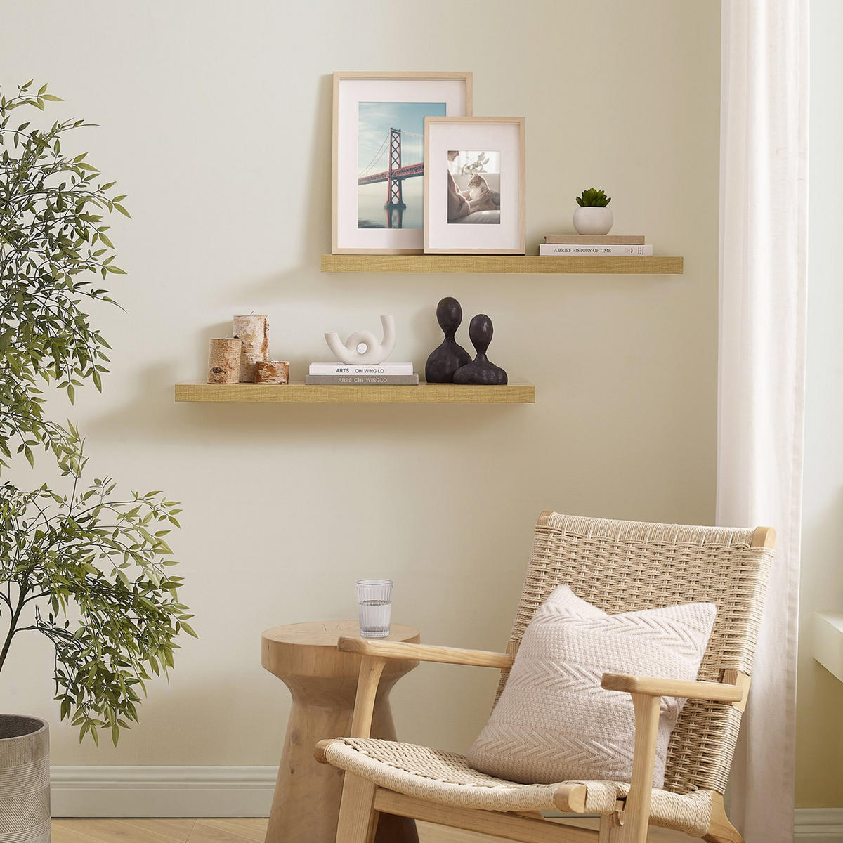 WANDREGAL Holzoptik Honigbraun schwebend 80x20x4 cm - Honig, Holzwerkstoff/Metall (20/3.8/80cm) - Begryf