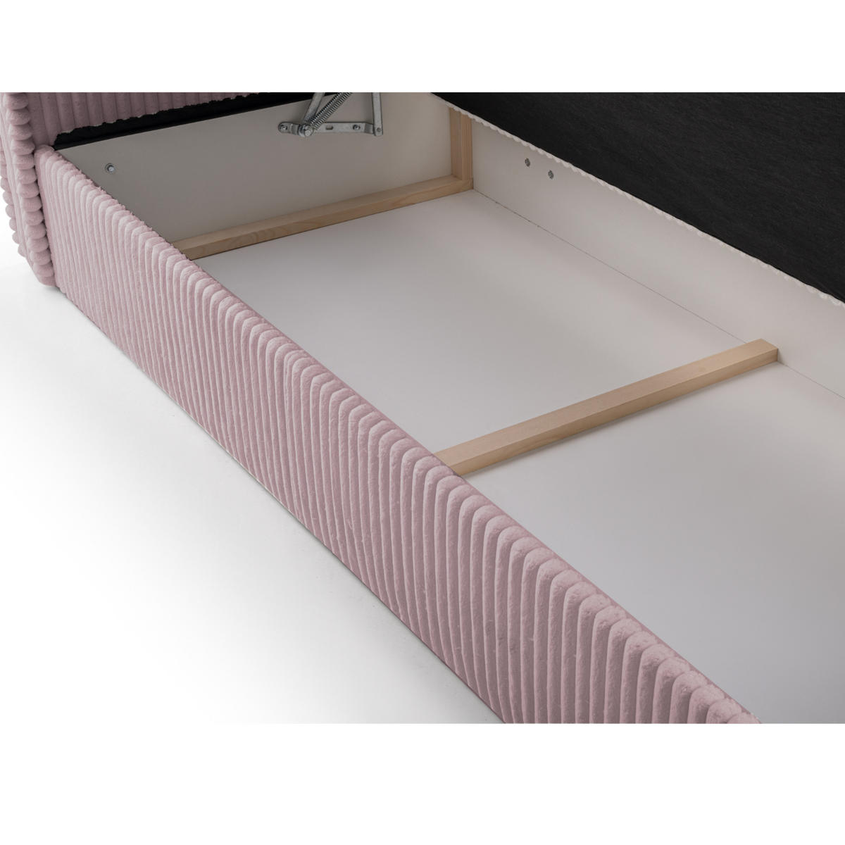 BOXBETT 04 180 x 200 cm - Ambience – Modernes Polsterbett mit Bettkasten, Topper und gepolstertem Kopfteil, Stoffbezug, Stauraumbett - Rosa, Holz (180/200cm) - ROYAL24_MARKT