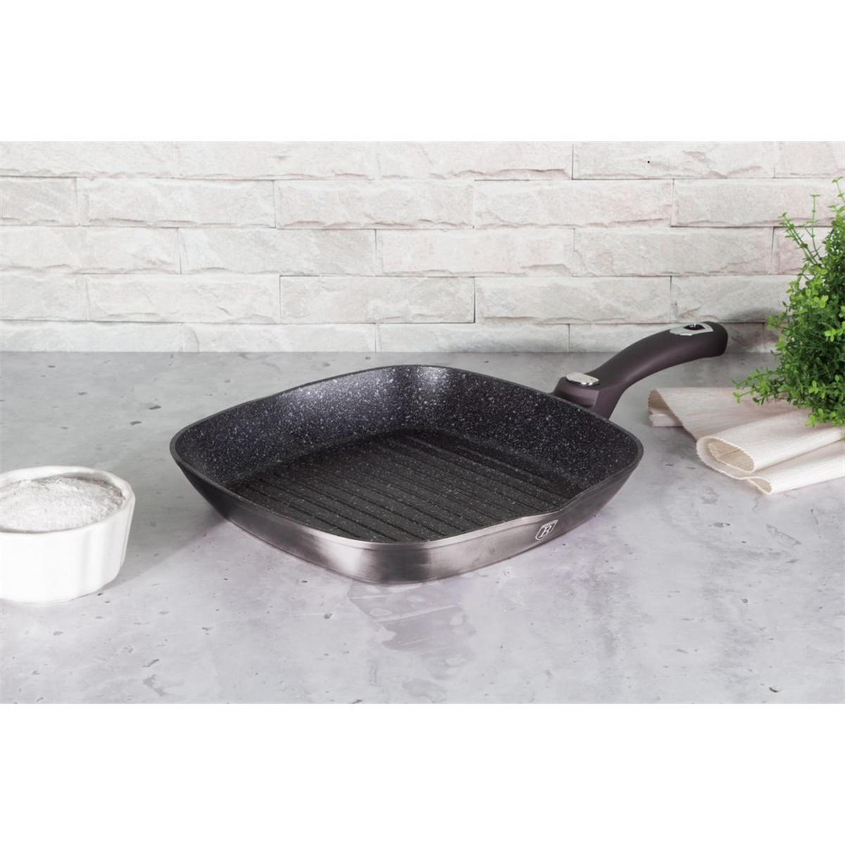 GRILLPFANNE Graphit 28/28/4.1 cm BH6914 - Graphitfarben, Metall (28cm) - Berlinger Haus