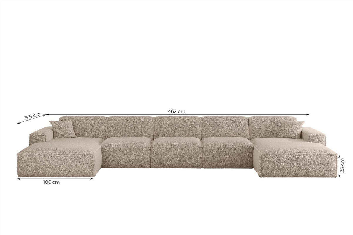 WOHNLANDSCHAFT Celes Premium Xl Sven - Hellbraun, Holzwerkstoff/Textil (462/73/165cm) - Fun Möbel