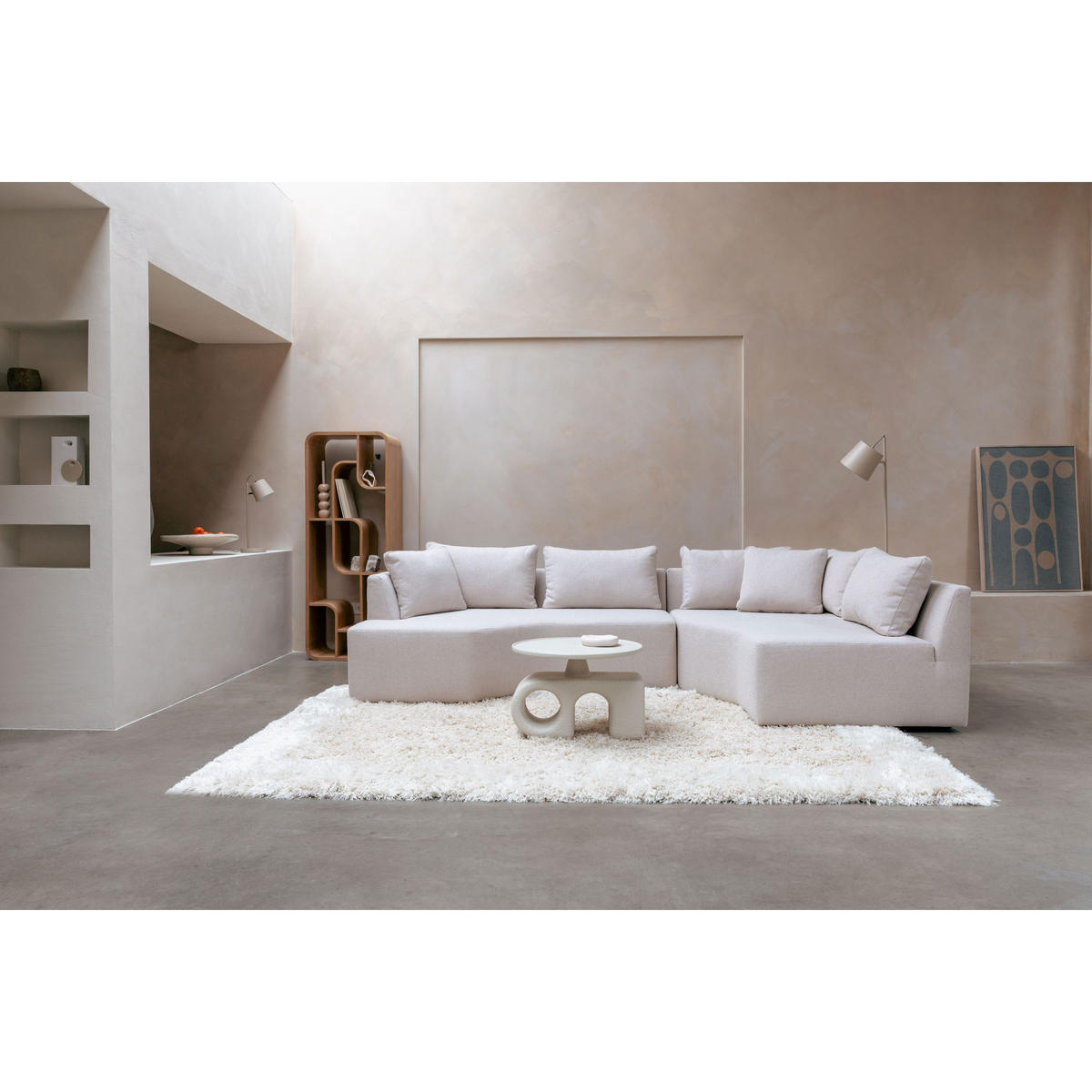 ECKSOFA 4,5-SITZER Prosper Rechts Sand/ Beige - Beige/Creme, Kunststoff (301/79/126cm) - Zuiver