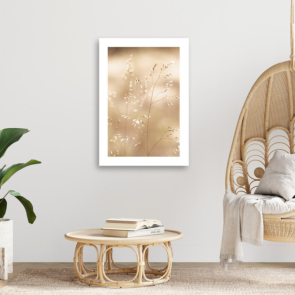 WANDBILD trockenes gras auf beigem hintergrund - Beige, Textil (40/60cm) - Feeby