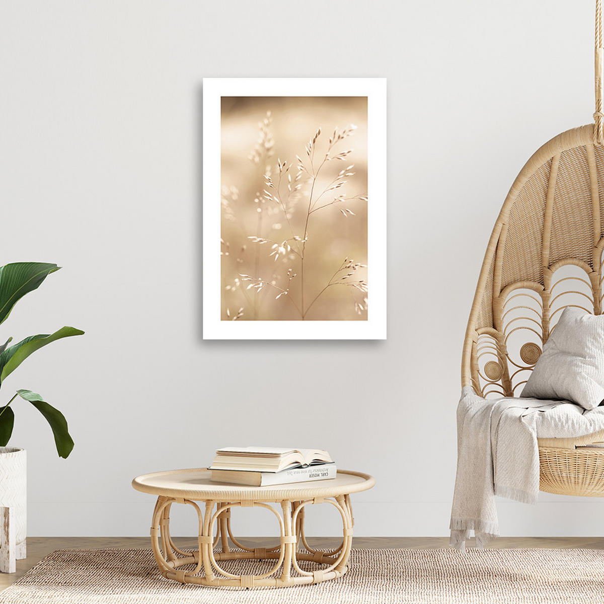 WANDBILD trockenes gras auf beigem hintergrund - Beige, Textil (40/60cm) - Feeby