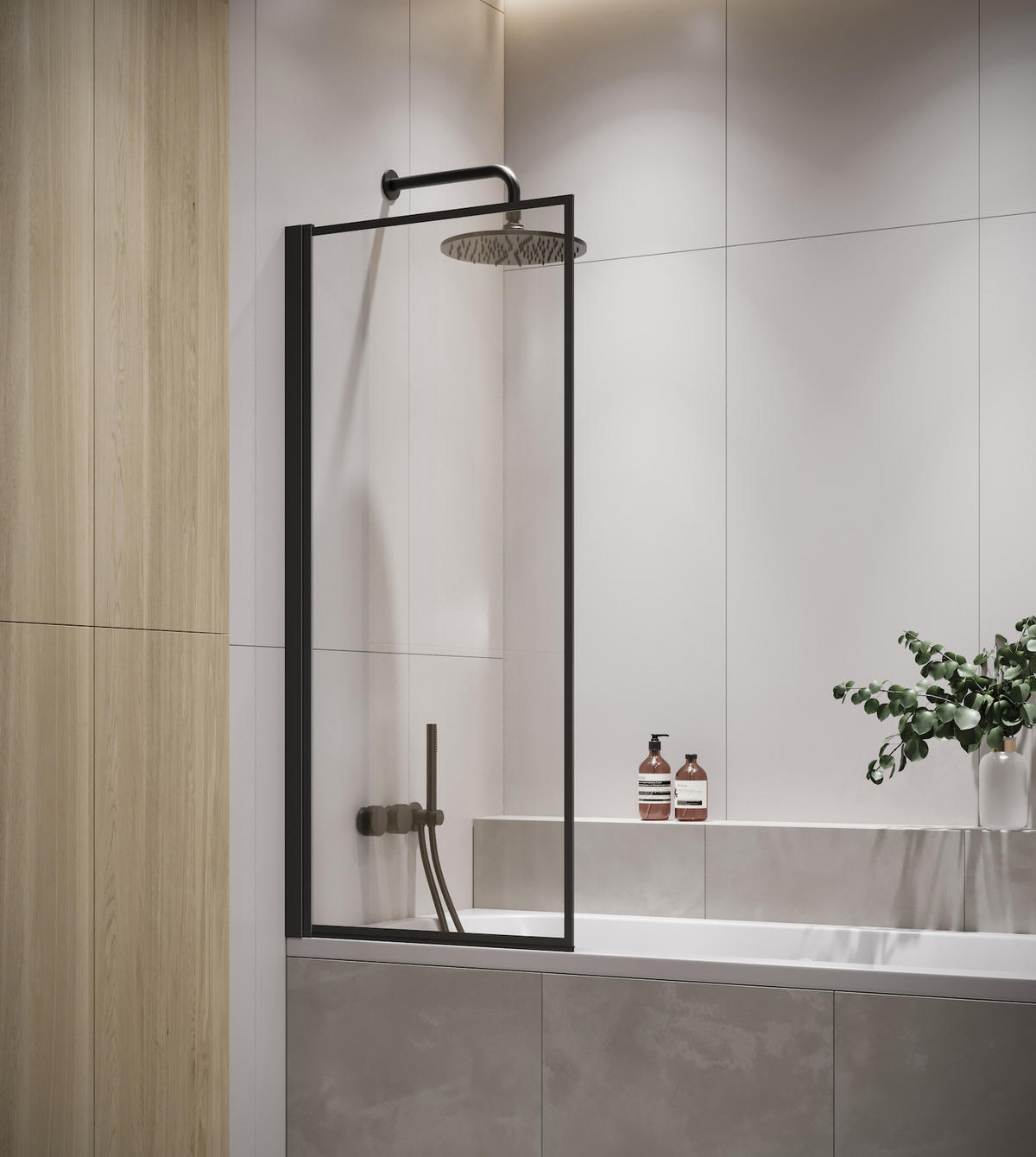 BADEWANNE Medal 1 Teil cm Schwarz - 60 x 140 cm - Schwarz, Glas (60/140cm) - Badplaats